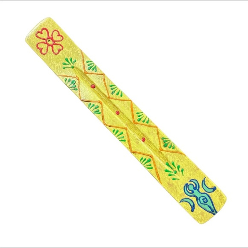 Fertility Symbol Yellow Henna Acrylic Incense Ash Catcher